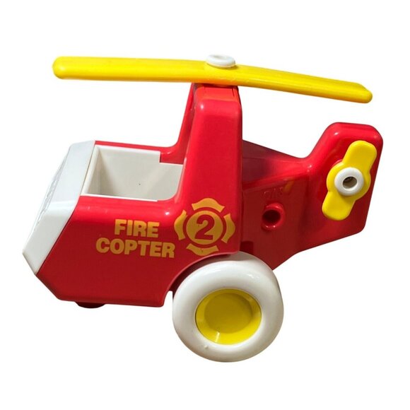 Bandai Tonka 1987 Fire Copter Toy Helicopter Red & Yellow Plastic Model - Picture 6 of 11